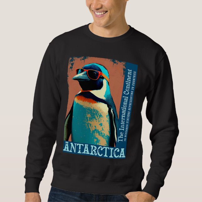 Antarctica Cute Cool Penguin Antarctic Research So Lång Ärmad Tröja (Framsida)