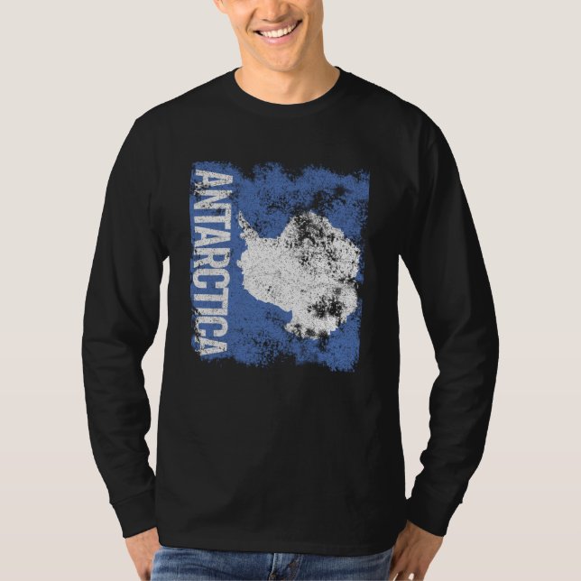 Antarctica Flagga Distress T Shirt (Framsida)
