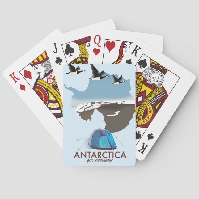 Antarctica for Äventyr Travel-affisch karta. Casinokort (Baksidan)