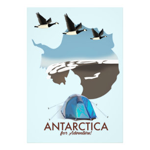 Antarctica for Äventyr Travel-affisch karta. Fototryck