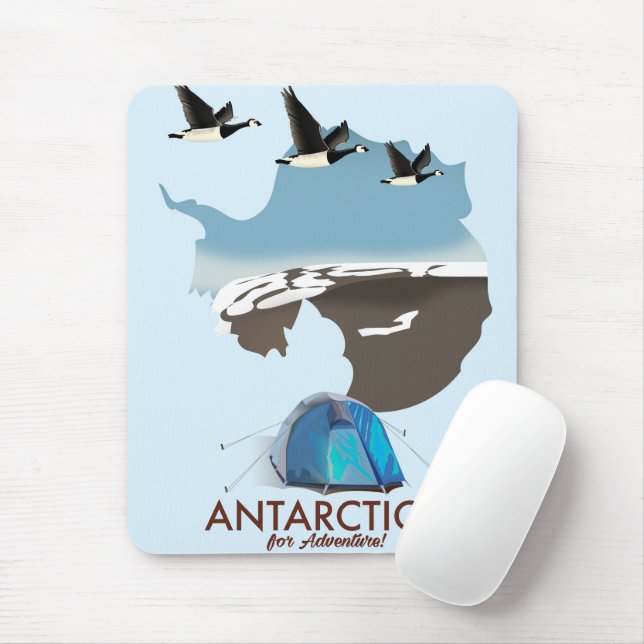 Antarctica for Äventyr Travel-affisch karta. Musmatta (Med mus)