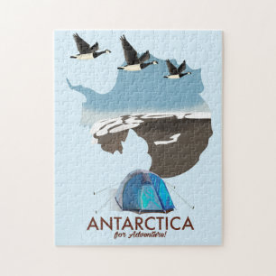 Antarctica for Äventyr Travel-affisch karta. Pussel