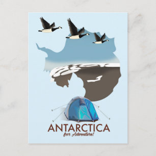 Antarctica for Äventyr Travel-affisch karta. Vykort