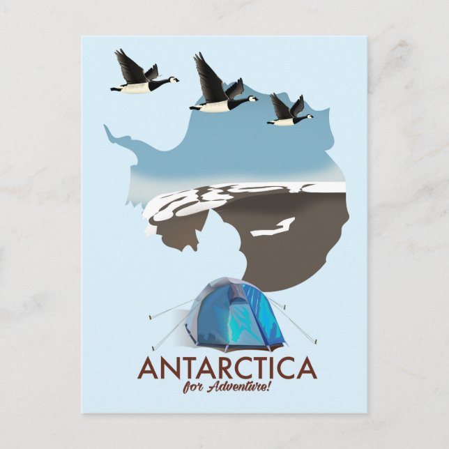 Antarctica for Äventyr Travel-affisch karta. Vykort (Framsida)