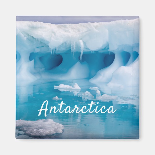 Antarctica iceberg-foto med text magnet (Framsidan)
