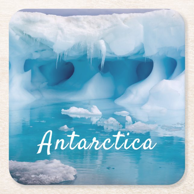 Antarctica iceberg-foto med text underlägg papper kvadrat (Framsidan)