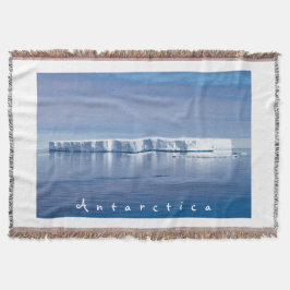Antarctica iceberg liggande foto med vit text filt