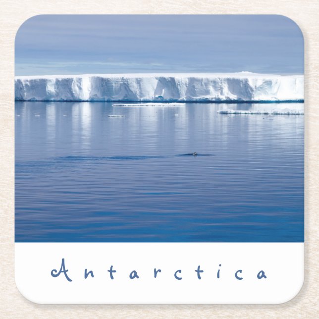 Antarctica iceberg liggande foto med vit text underlägg papper kvadrat (Framsidan)