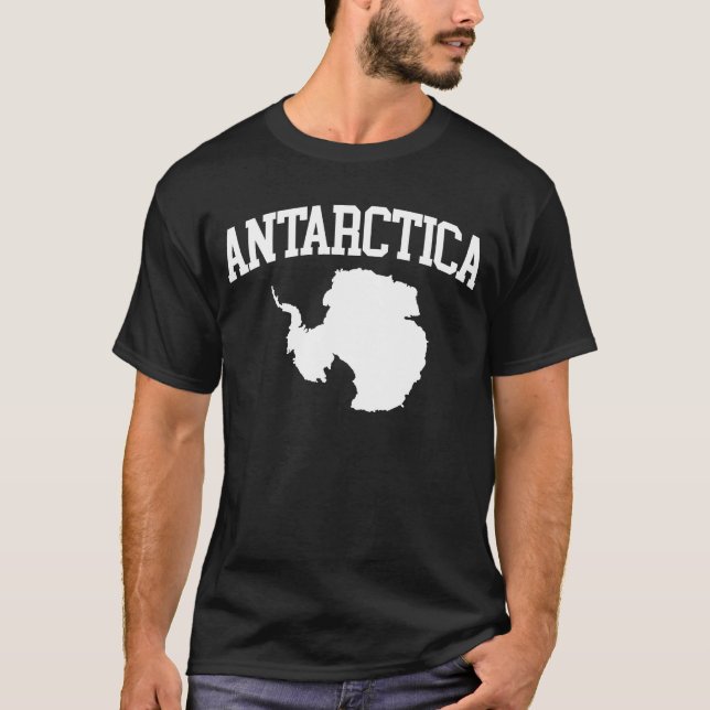Antarctica Karta i Antarctica T Shirt (Framsida)