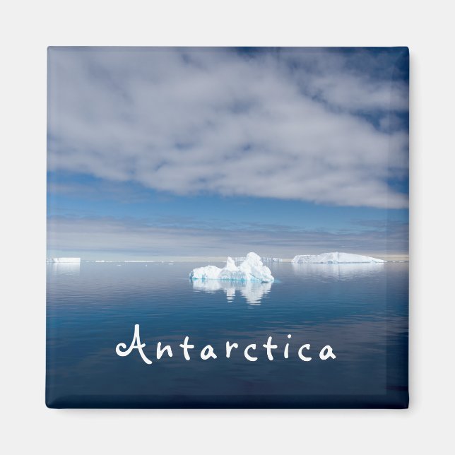 Antarctica liggande flytande isfoto med text magnet (Framsidan)