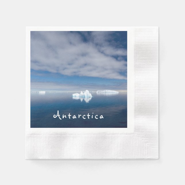 Antarctica liggande flytande isfoto med text pappersservett (Framsidan)