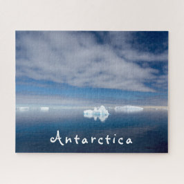 Antarctica liggande flytande isfoto med text pussel