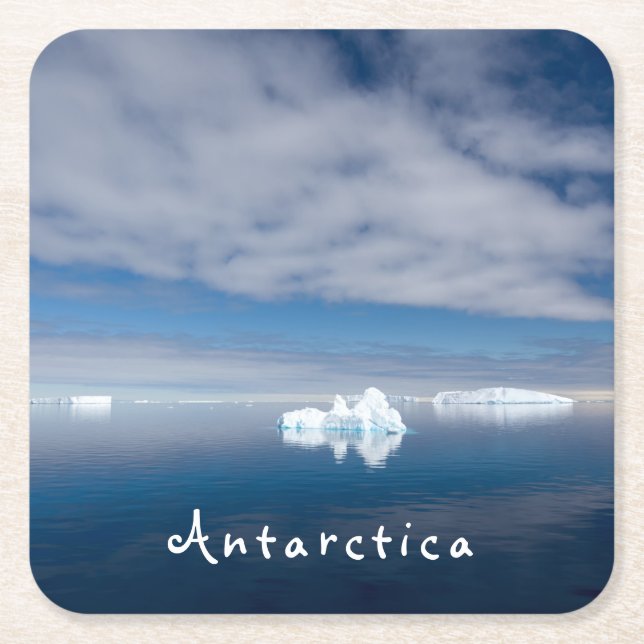 Antarctica liggande flytande isfoto med text underlägg papper kvadrat (Framsidan)