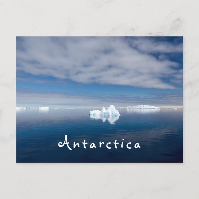 Antarctica liggande flytande isfoto med text vykort (Framsida)