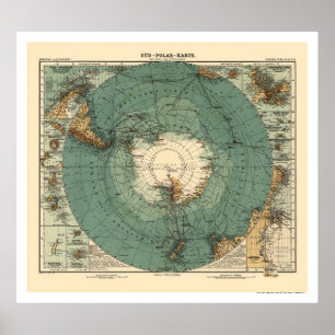 Antarctica Map 1912 Poster