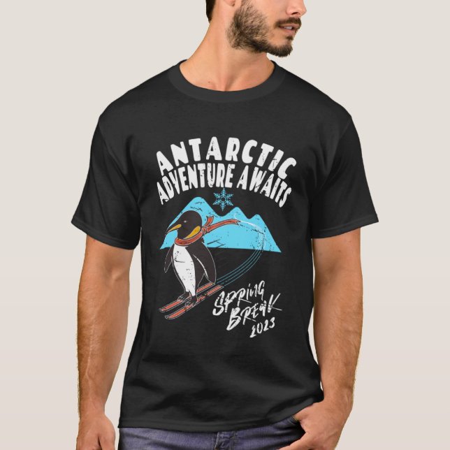 Antarctica Påsklov 2023 Penguin Snö Ski T Shirt (Framsida)