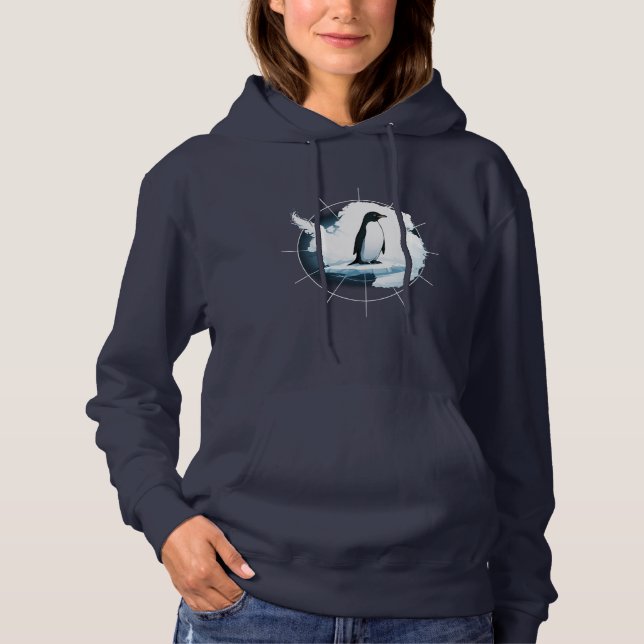Antarctica Penguin Emblem – Polar Explorer Design T Shirt (Framsida)
