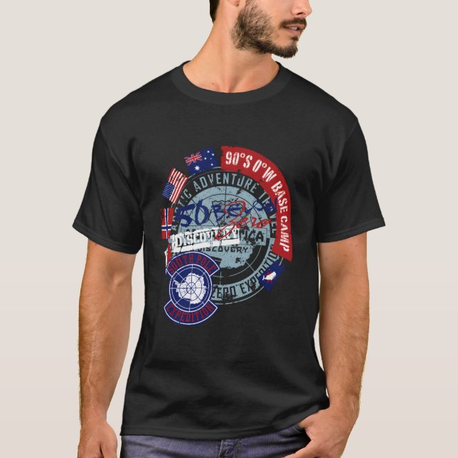 Antarctica Research Flaggor T Shirt (Framsida)