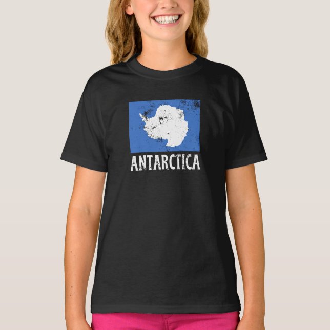 Antarctica vintage Flagga T Shirt (Framsida)