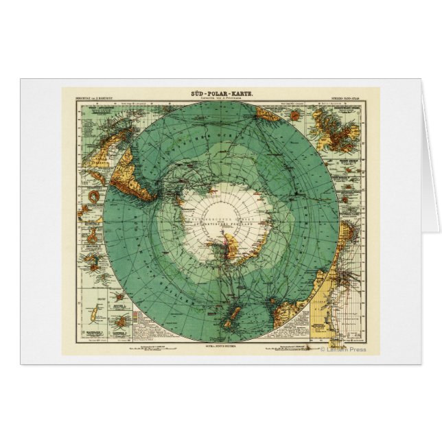 AntarcticaPanoramic MapAntarctica Hälsningskort (Framsidan Horizontal)