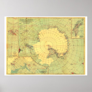 " Antarktis: 1932 Sydpolen karta ... Poster