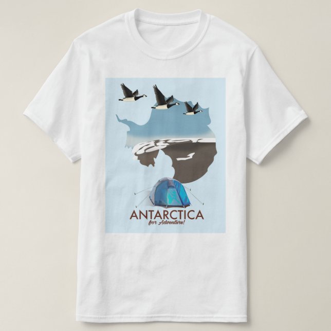 Antarktis för äventyrsresor affisch karta. t shirt (Design framsida)