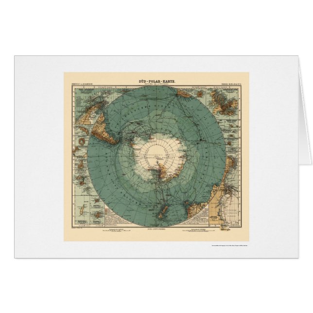 Antarktis karta 1912 hälsningskort (Framsidan Horizontal)