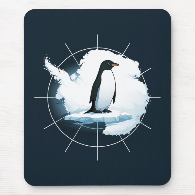 Antarktis Pingvin Emblem – Polar Utforskare Design Musmatta (Framsidan)