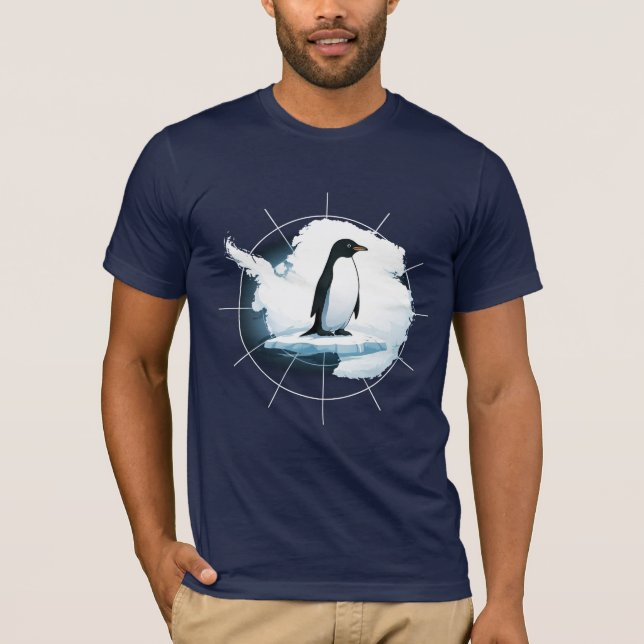 Antarktis Pingvin Emblem – Polarforskare Design T Shirt (Framsida)
