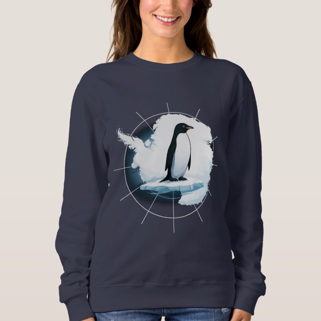 Antarktis Pingvin Emblem – Polarforskare Design T Shirt (Framsida)