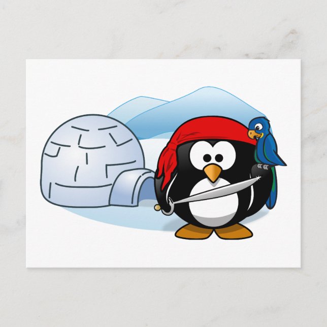 Antarktis Pitate Penguin Vykort (Framsida)