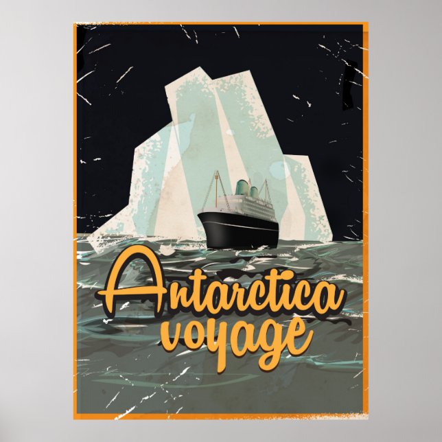 Antarktis Vintage Resa affisch (Framsidan)