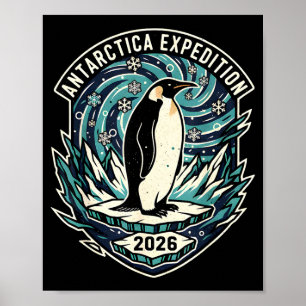 Antarktisexpedition 2026 Retro Souvenir Pingvin Poster