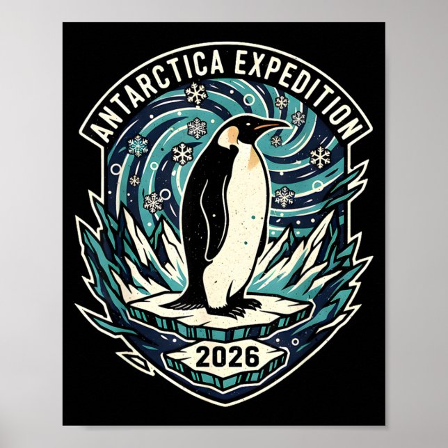 Antarktisexpedition 2026 Retro Souvenir Pingvin  Poster (Framsidan)