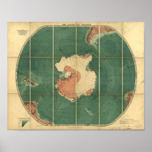 Antarktisregionerna Antique Karta 1922 Poster