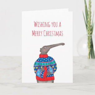 Anteater i ett julkort med jumper kort