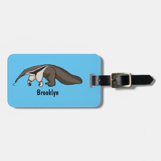 Anteater lycklig tecknad illustration bagagebricka (Horisontell Framsida)