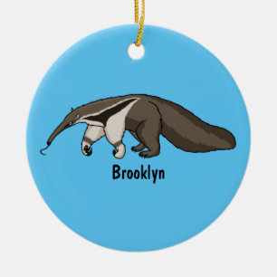 Anteater lycklig tecknad illustration julgransprydnad keramik