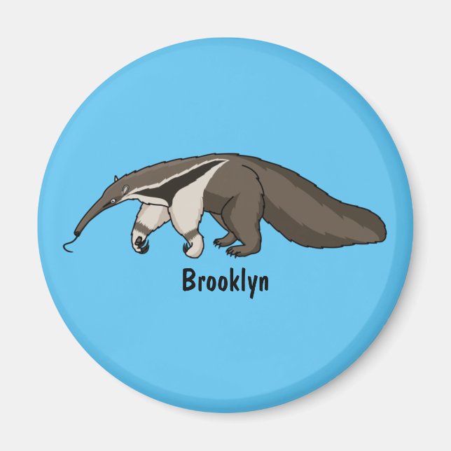 Anteater lycklig tecknad illustration magnet (Framsidan)