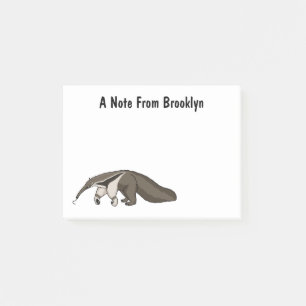 Anteater lycklig tecknad illustration post-it block