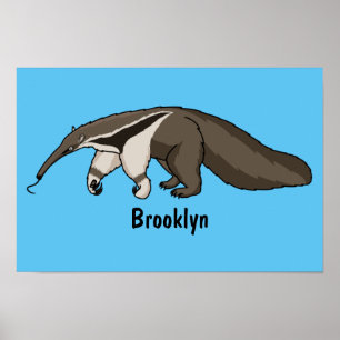 Anteater lycklig tecknad illustration poster