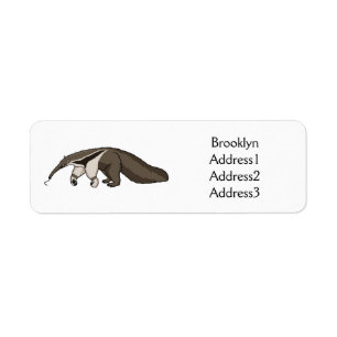 Anteater lycklig tecknad illustration returadress etikett