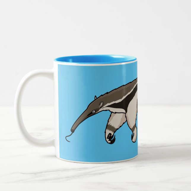 Anteater lycklig tecknad illustration Två-Tonad mugg (Vänster)