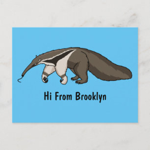 Anteater lycklig tecknad illustration vykort