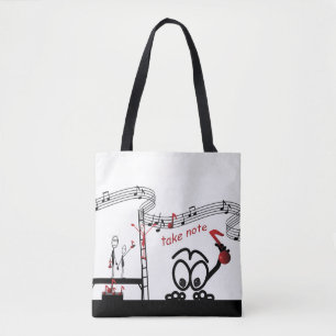Anteckna Music Teacher Funny Stickman Tote Bag Tygkasse