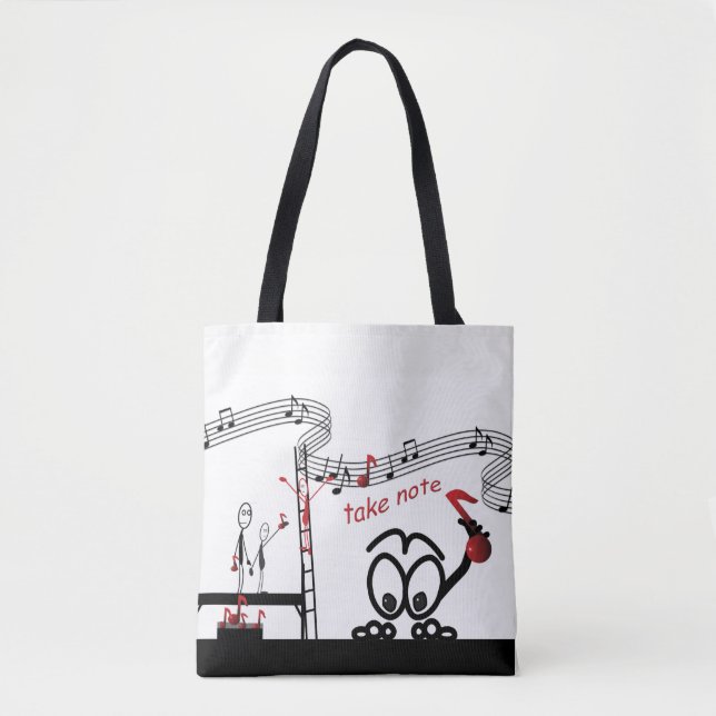 Anteckna Music Teacher Funny Stickman Tote Bag Tygkasse (Framsida)