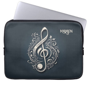 Anteckning för eget namn Musical Clef Laptop Fodral