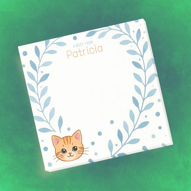 Anteckning från eget namn med Orangen Adsible Kitt Post-it Block (🐱 Make every note purr-sonal! 💙)