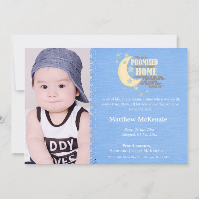 Anteckning om adoption Boy Meddelande (Framsida)