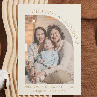 Anteckning om adoption Cream Guld Modern Arch Phot Julkort